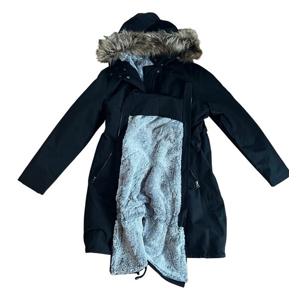 Seraphine 3 in 1 Black Lined Maternity & Baby wearing Parka Coat | S - Picture 6 of 9